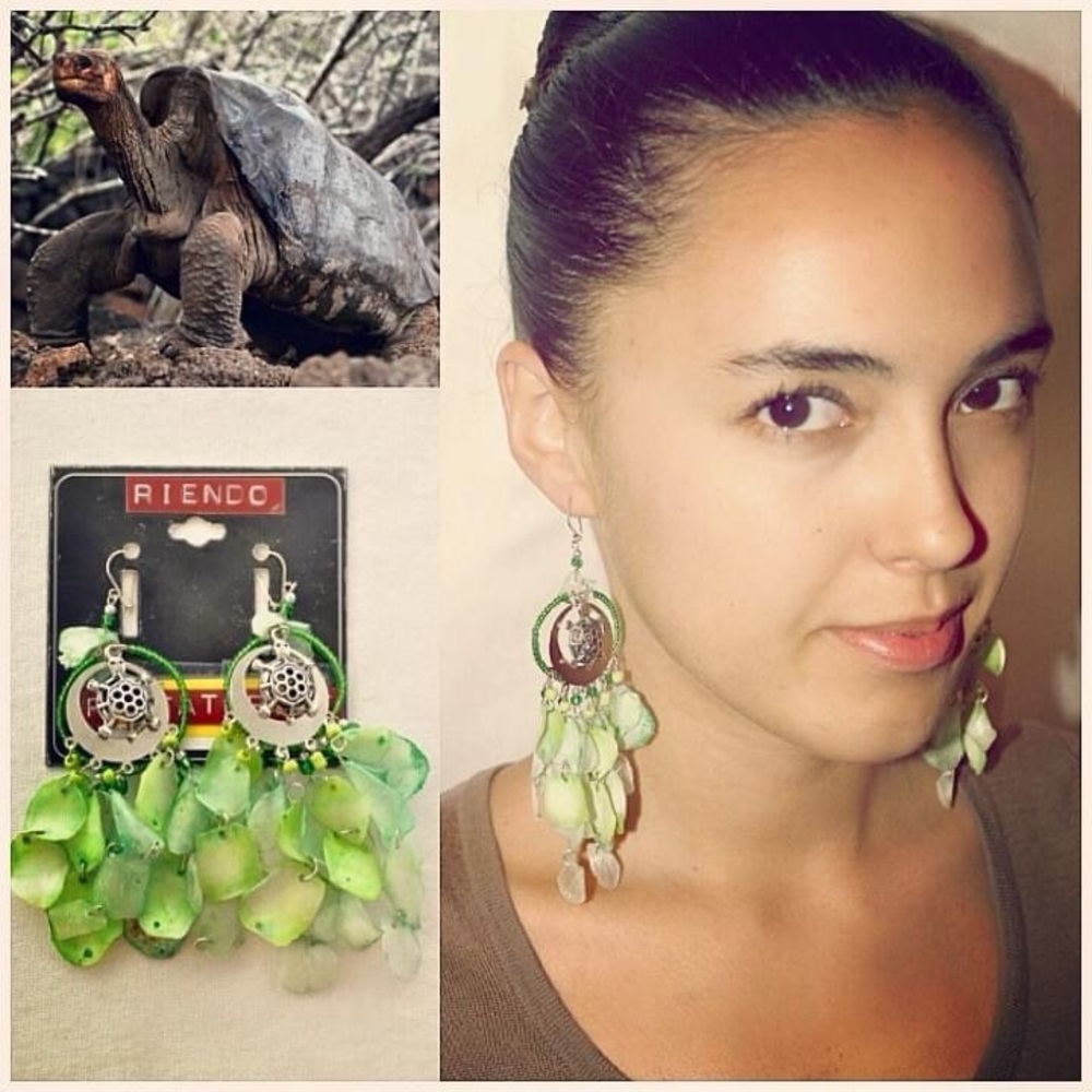 Dangle cluster earrings turtle inspired